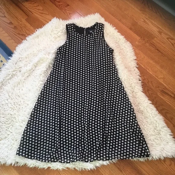 tommy hilfiger chiffon polka dot dress Tommy Hilfiger Chiffon Faux Wrap Dress Polka Dots Womens Size 6 Black  &White